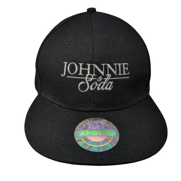 Johnnie & Soda Snapback Hat Black One Size Adjustable Apollo 6 Panel - Picture 1 of 8